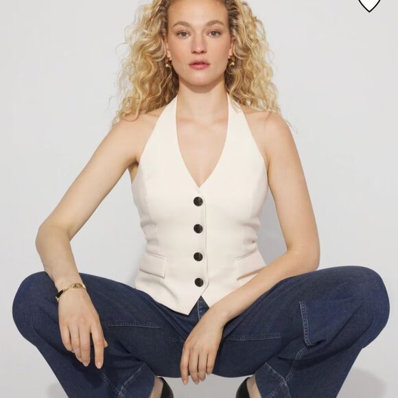 White House Black Market Jackets & Blazers - NWT WHITE HOUSE BLACK MARKET pocket vest halter top 6 2 4